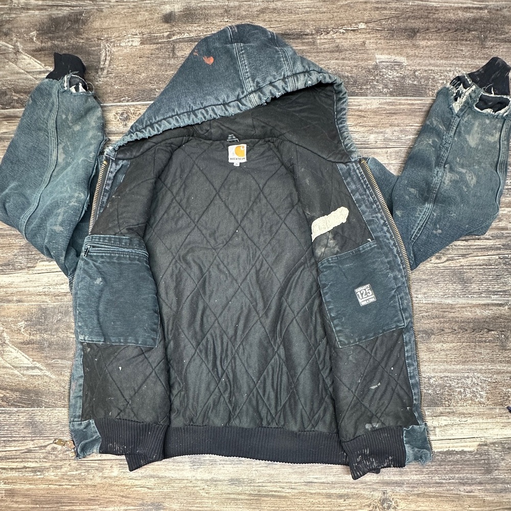Vintage Carhartt J140 Made in USA Black Faded Distressed Work Jacket XL - Picture 6 of 16